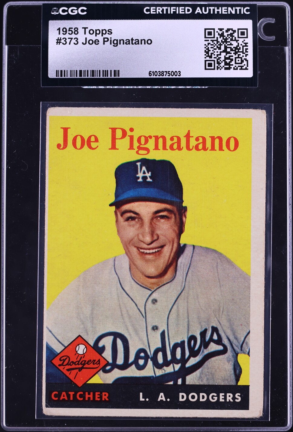 1958 Topps Joe Pignatano #373 CGC AUTH