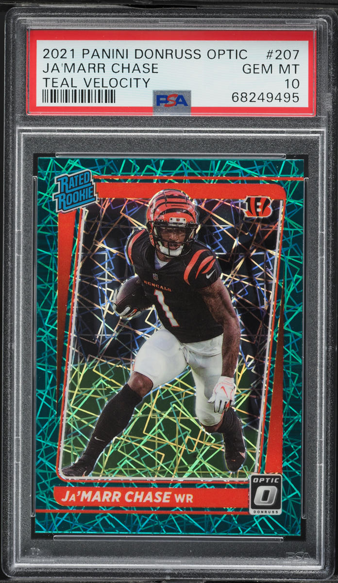 2021 Donruss Optic Green Velocity Ja'Marr Chase ROOKIE #207 PSA 10 GEM MINT
