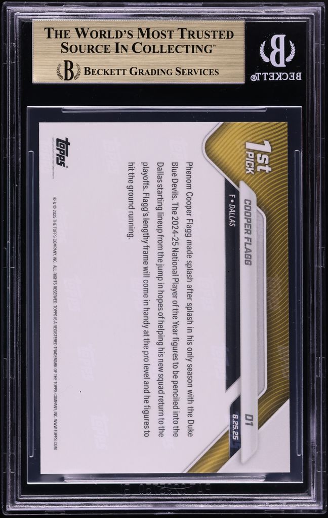 2025 Topps Now Cooper Flagg ROOKIE #D1 BGS 9.5 GEM MINT
