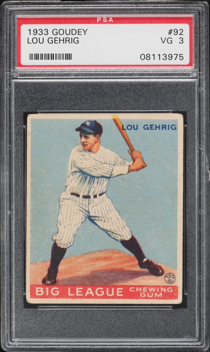 1933 Goudey Lou Gehrig #92 PSA 3 VG