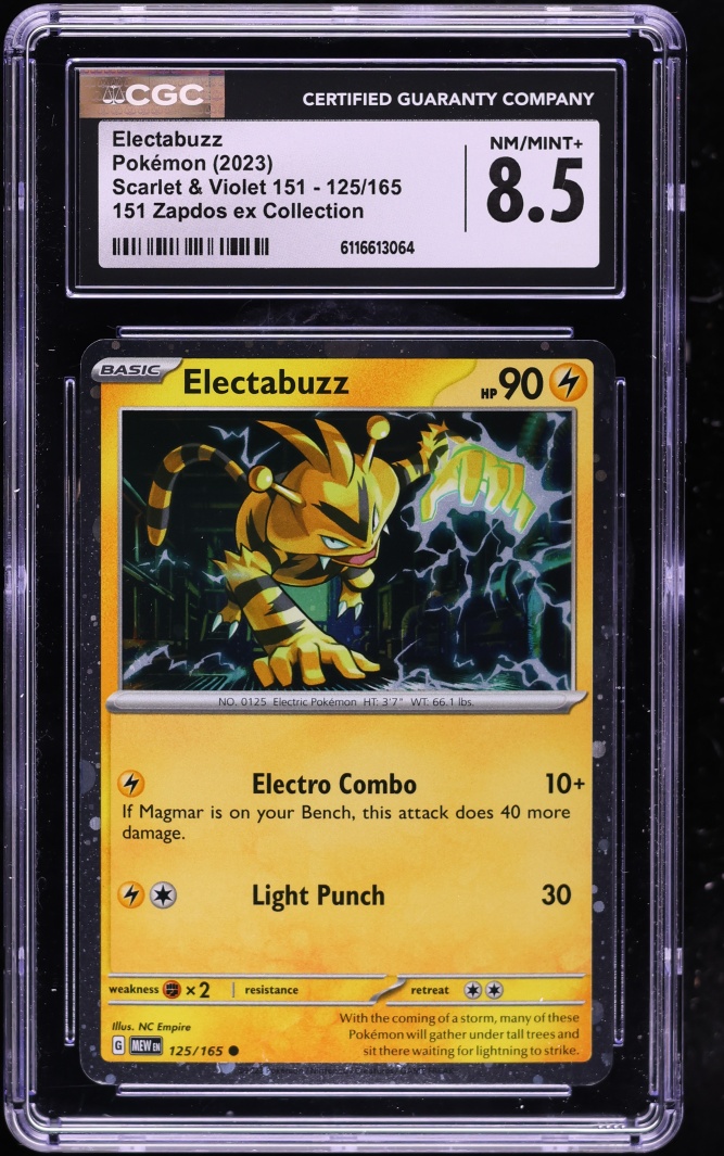 2023 Pokemon Scarlet & Violet 151 Zapdos ex Collection Cosmos Holo Electabuzz #125 CGC 8.5