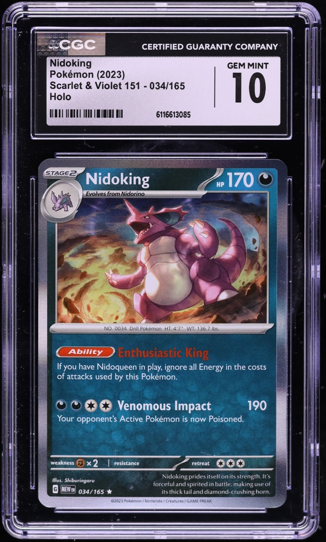 2023 Pokemon Scarlet & Violet 151 Holo Nidoking #34 CGC 10 GEM MINT