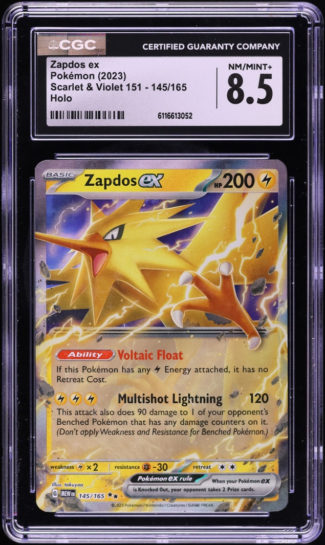 2023 Pokemon Scarlet & Violet 151 Holo Zapdos Ex #145 CGC 8.5 NM-MT+