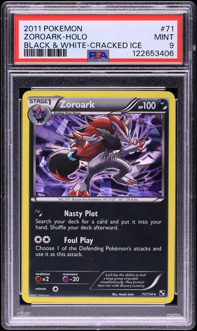 2011 Pokemon Black & White Cracked Ice Holo Zoroark #71 PSA 9 MINT