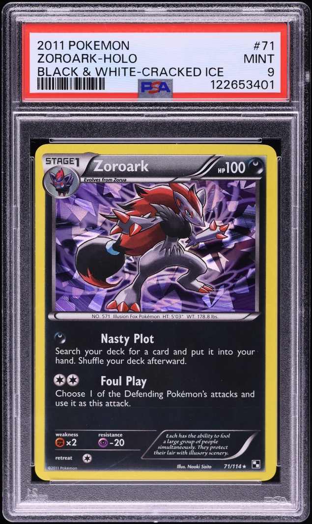 2011 Pokemon Black & White Cracked Ice Holo Zoroark #71 PSA 9 MINT