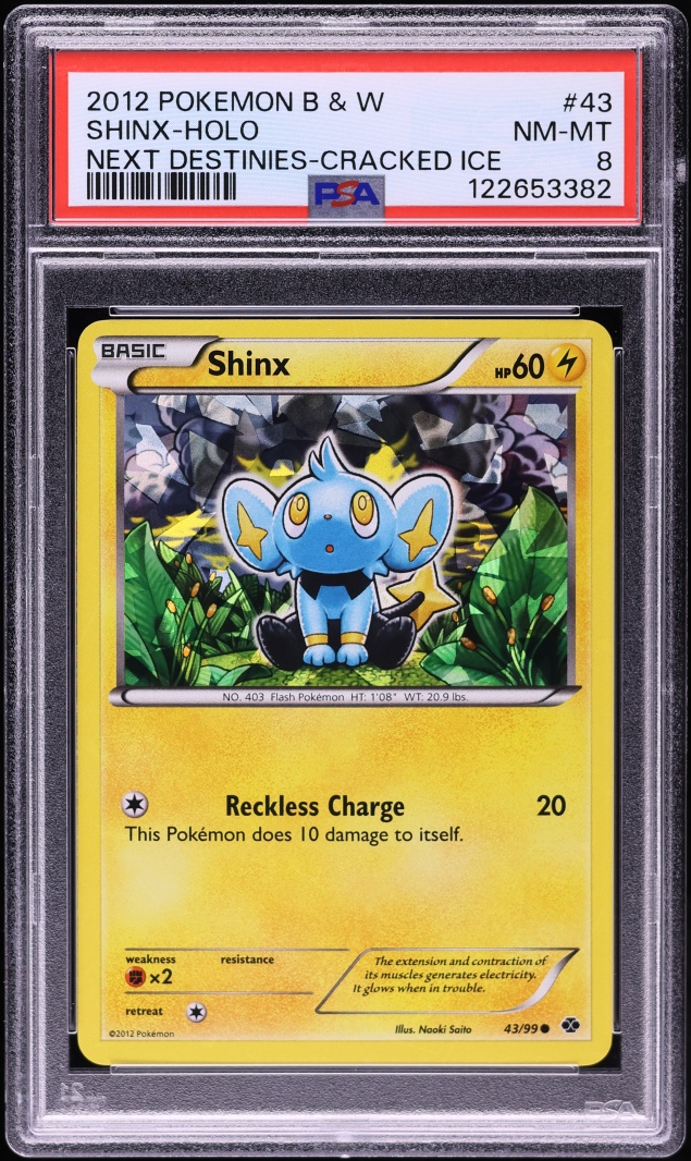 2012 Pokemon Black & White Next Destinies Cracked Ice Holo Shinx #43 PSA 8 NM-MT