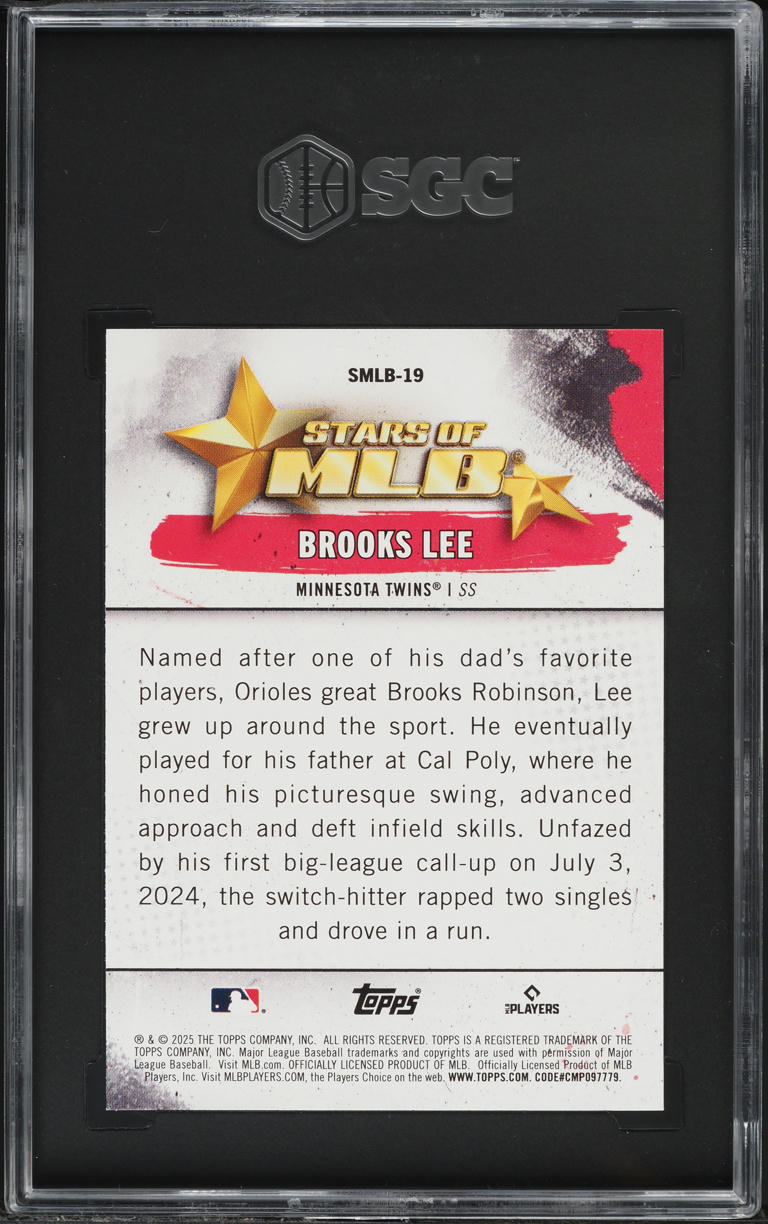 2025 Topps Stars Of MLB Brooks Lee ROOKIE #SMLB-19 SGC 10 GEM MINT