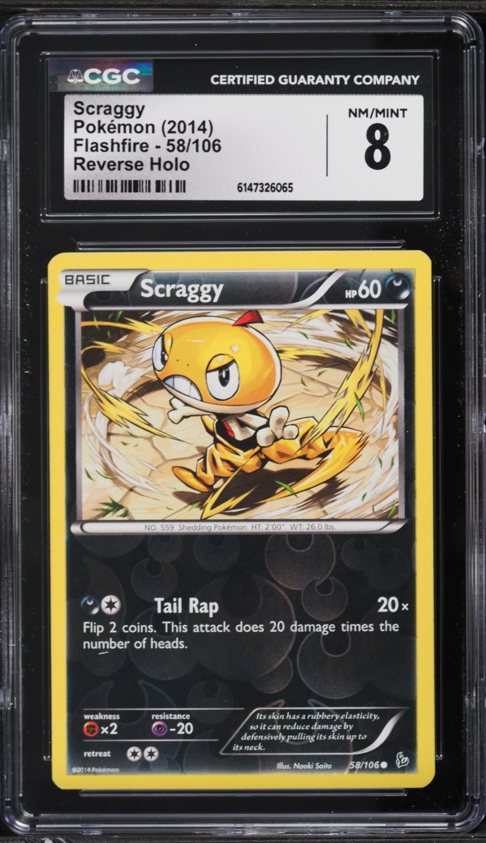 2014 Pokemon XY Flashfire Reverse Holo Scraggy #58 CGC 8 NM-MT