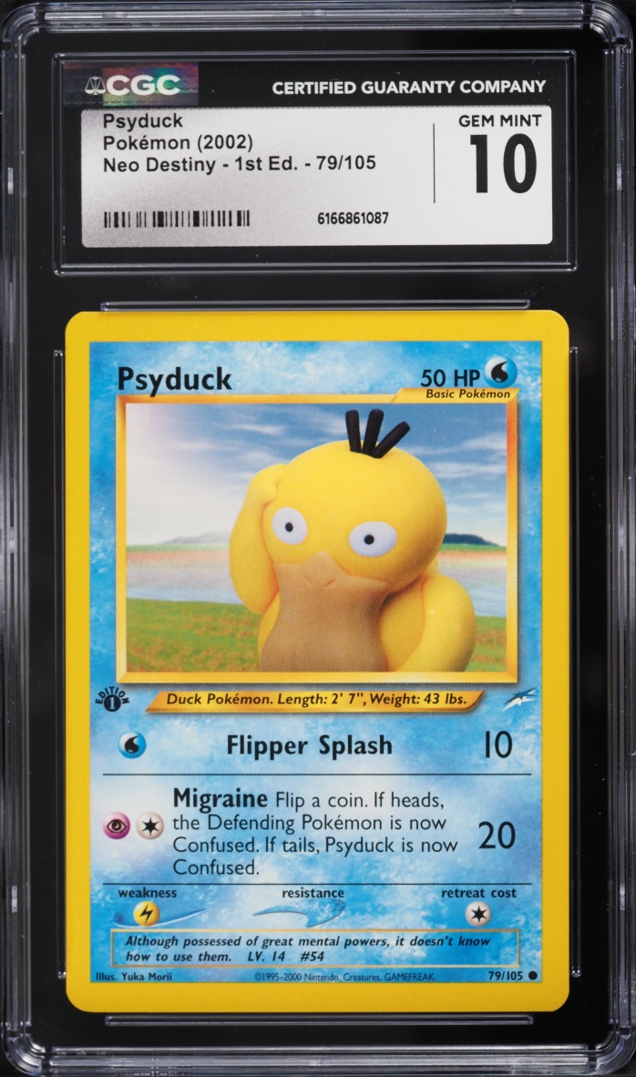 2002 Pokemon Neo Destiny 1st Edition Psyduck #79 CGC 10 GEM MINT