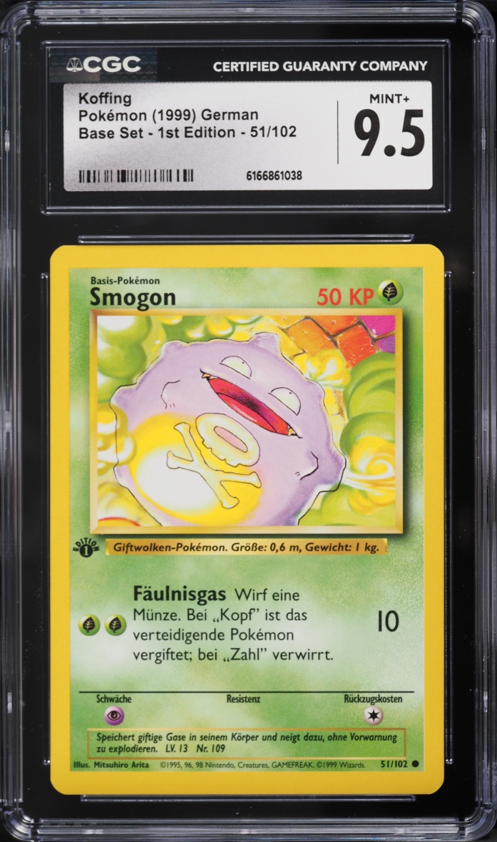 1999 Pokemon German Base Set 1st Edition Koffing #51 CGC 9.5 MINT+
