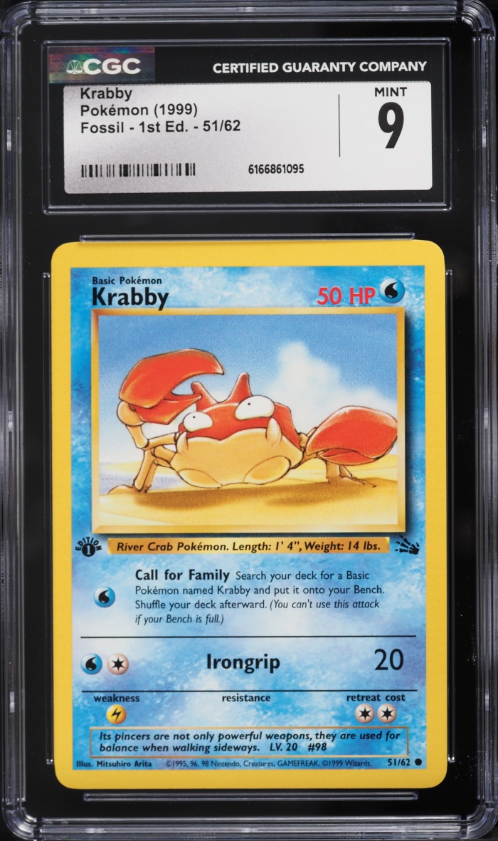 1999 Pokemon Fossil 1st Edition Krabby #51 CGC 9 MINT
