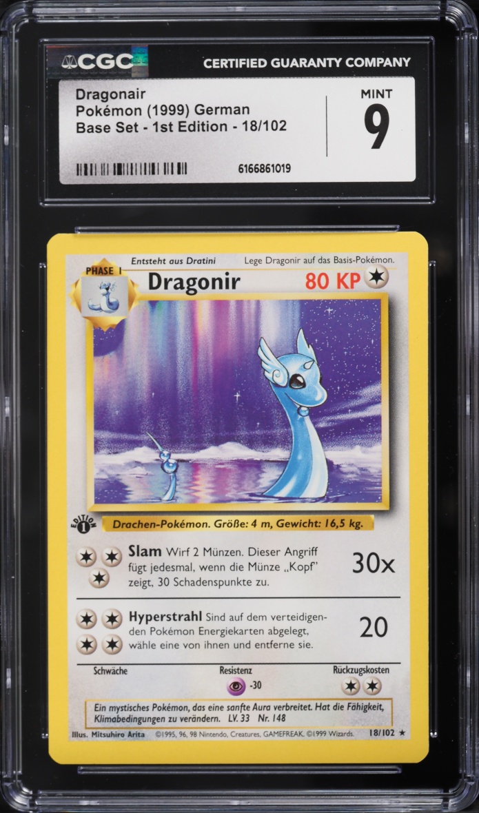 1999 Pokemon German Base Set 1st Edition Dragonair #18 CGC 9 MINT