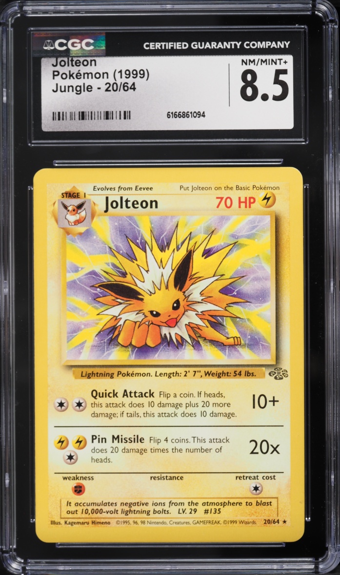 1999 Pokemon Jungle Jolteon #20 CGC 8.5 NM-MT+