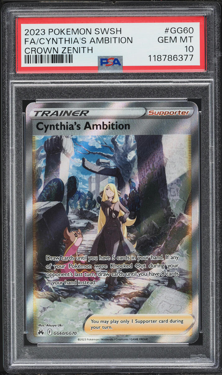 2023 Pokemon Sword & Shield Crown Zenith Alt Art Cynthia's Ambition #GG60 PSA 10 GEM MINT