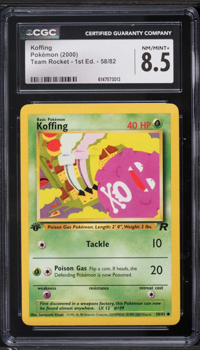 2000 Pokemon Team Rocket 1st Edition Koffing #58 CGC 8.5 NM-MT+