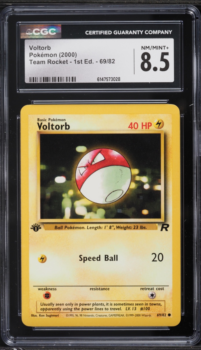 2000 Pokemon Team Rocket 1st Edition Voltorb #69 CGC 8.5 NM-MT+