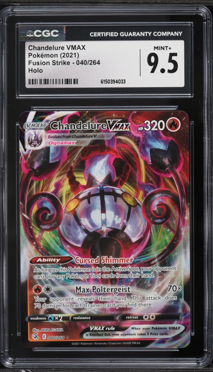 2021 Pokemon Sword & Shield Fusion Strike Chandelure VMAX #40 CGC 9.5 MINT+