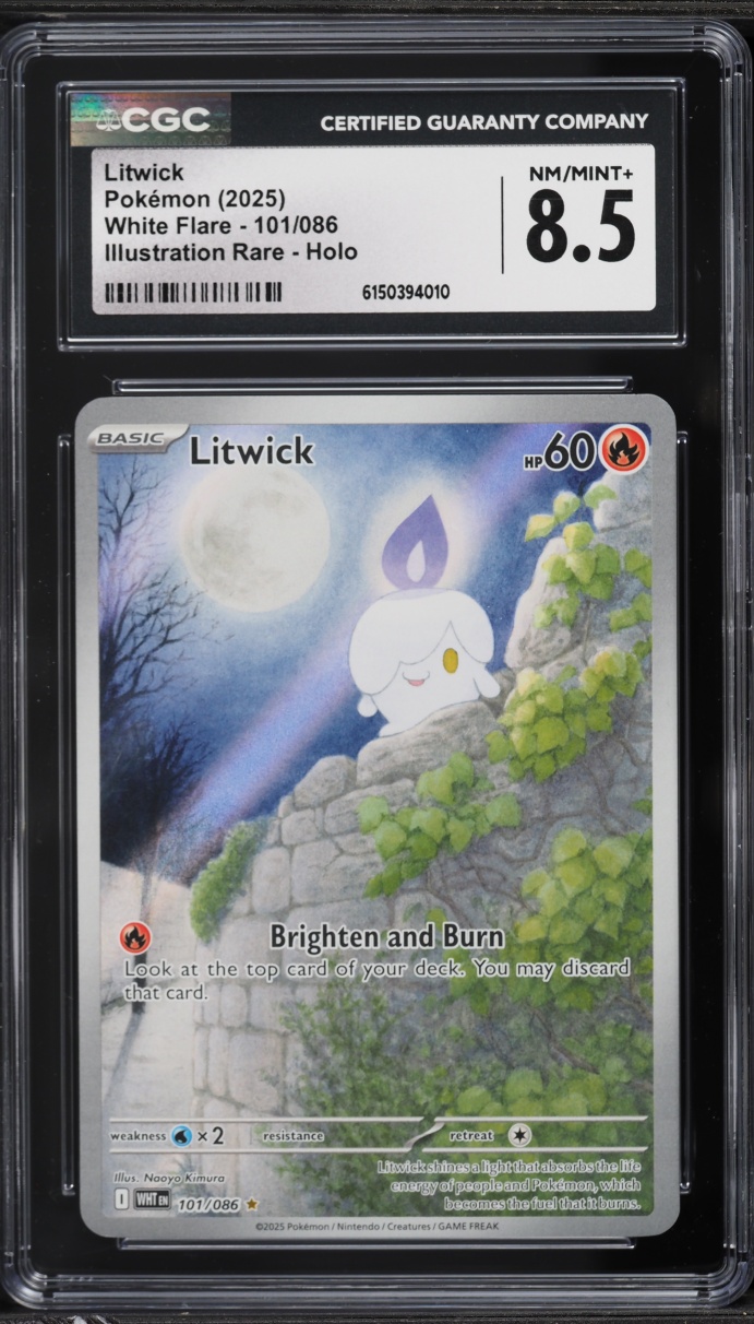 2025 Pokemon Scarlet & Violet White Flare IR Litwick #101 CGC 8.5 NM-MT+