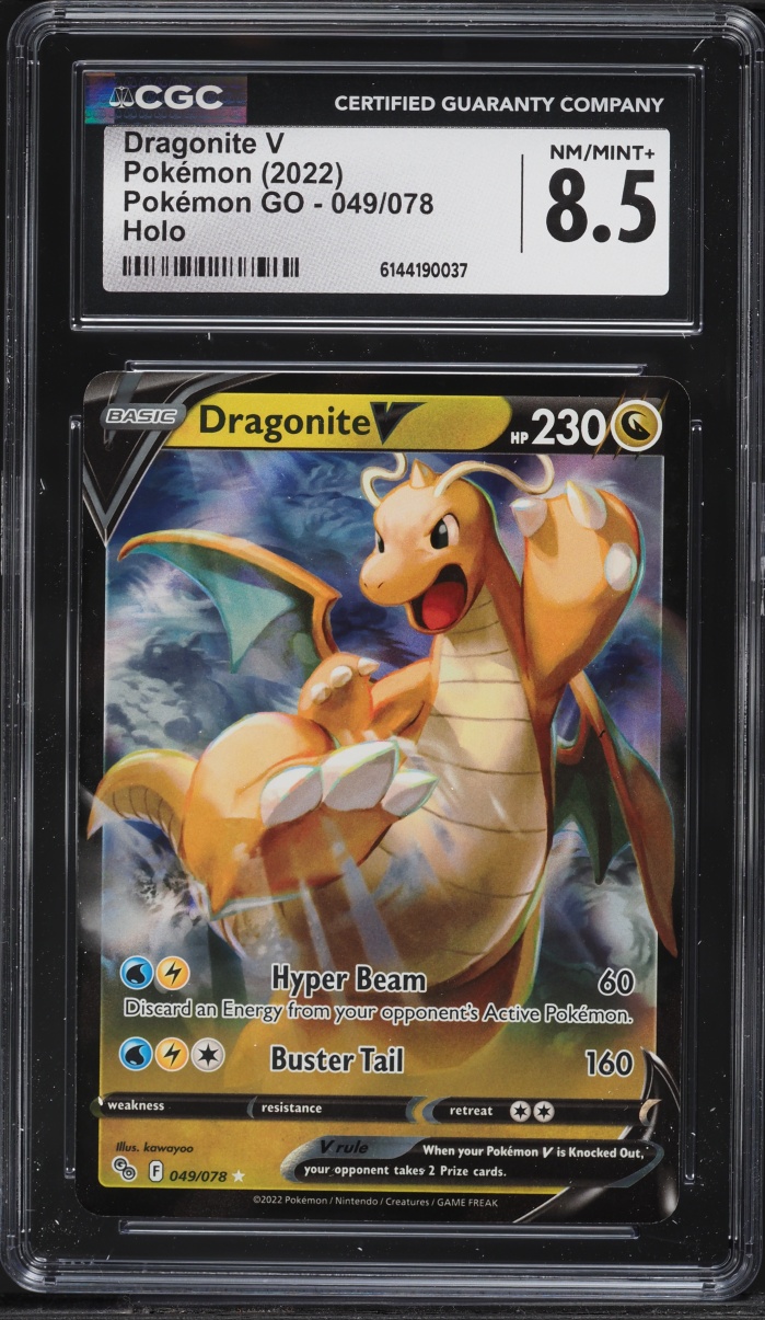 2022 Pokemon Sword & Shield Pokemon GO Dragonite V #49 CGC 8.5 NM-MT+