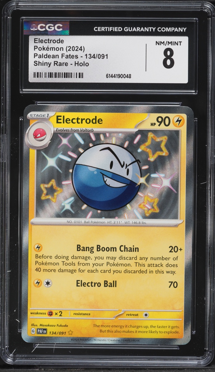 2024 Pokemon Scarlet & Violet Paldean Fates Shiny Electrode #134 CGC 8 NM-MT