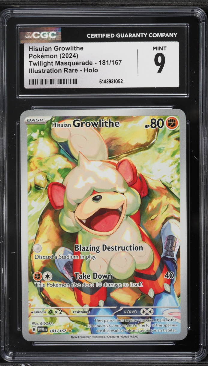 2024 Pokemon Scarlet & Violet Twilight Masquerade IR Hisuian Growlithe #181 CGC 9 MINT