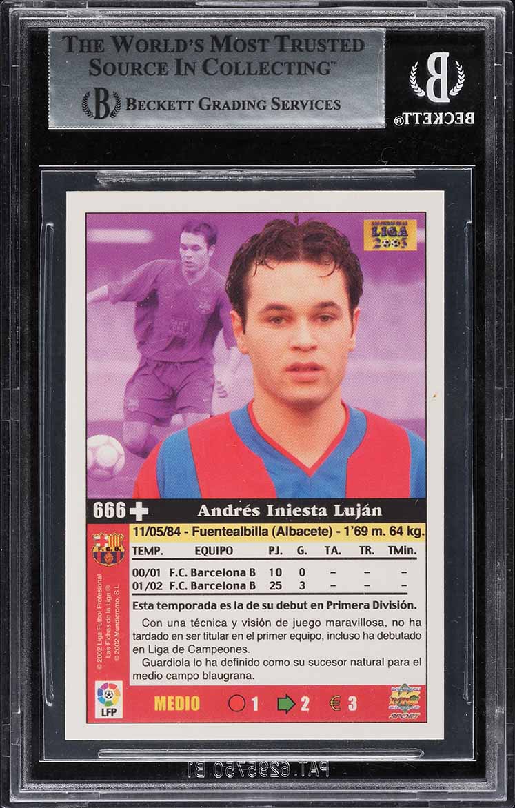 2002 Mundicromo Las Fichas De La Liga Andres Iniesta ROOKIE #666 BGS 8.5 NM-MT+