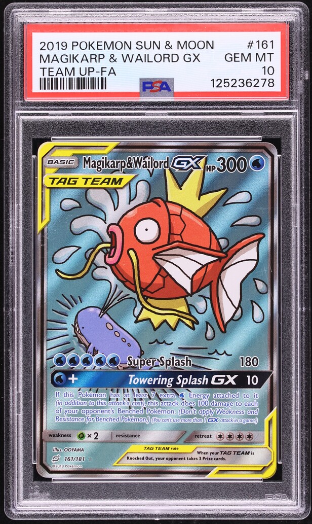 2019 Pokemon Sun & Moon Team Up Alt Art Magikarp & Wailord GX #161 PSA 10 GEM MINT