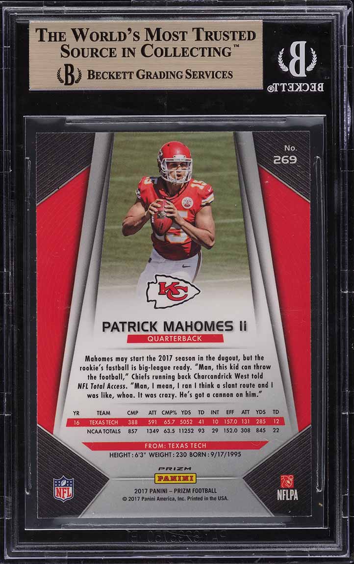 2017 Panini Prizm Red Patrick Mahomes SP ROOKIE #269 BGS 9.5 GEM MINT