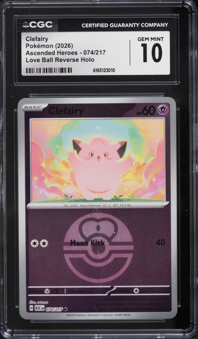 2026 Pokemon Mega Evolution Ascended Heroes Love Ball Reverse Holo Clefairy #74 CGC 10 GEM MINT