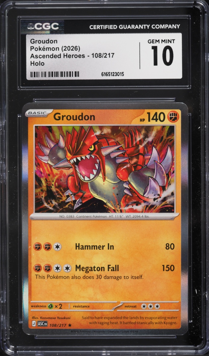2026 Pokemon Mega Evolution Ascended Heroes Holo Groudon #108 CGC 10 GEM MINT