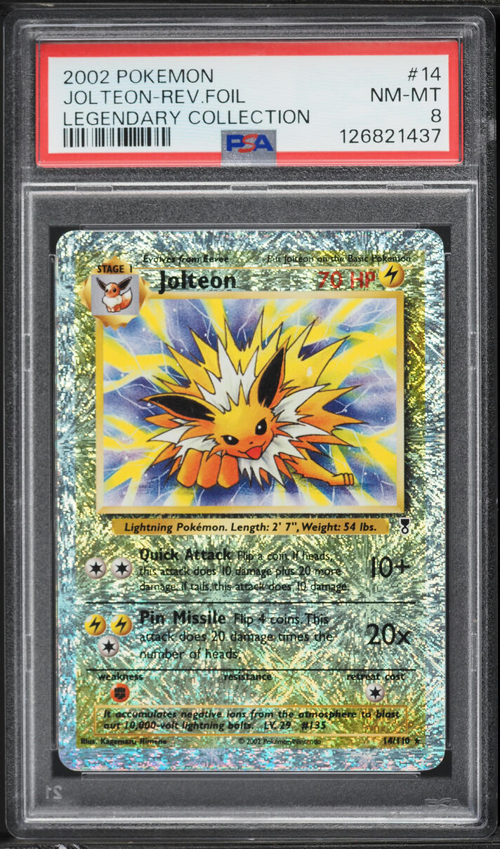 2002 Pokemon Legendary Collection Reverse Holo Jolteon #14 PSA 8 NM-MT
