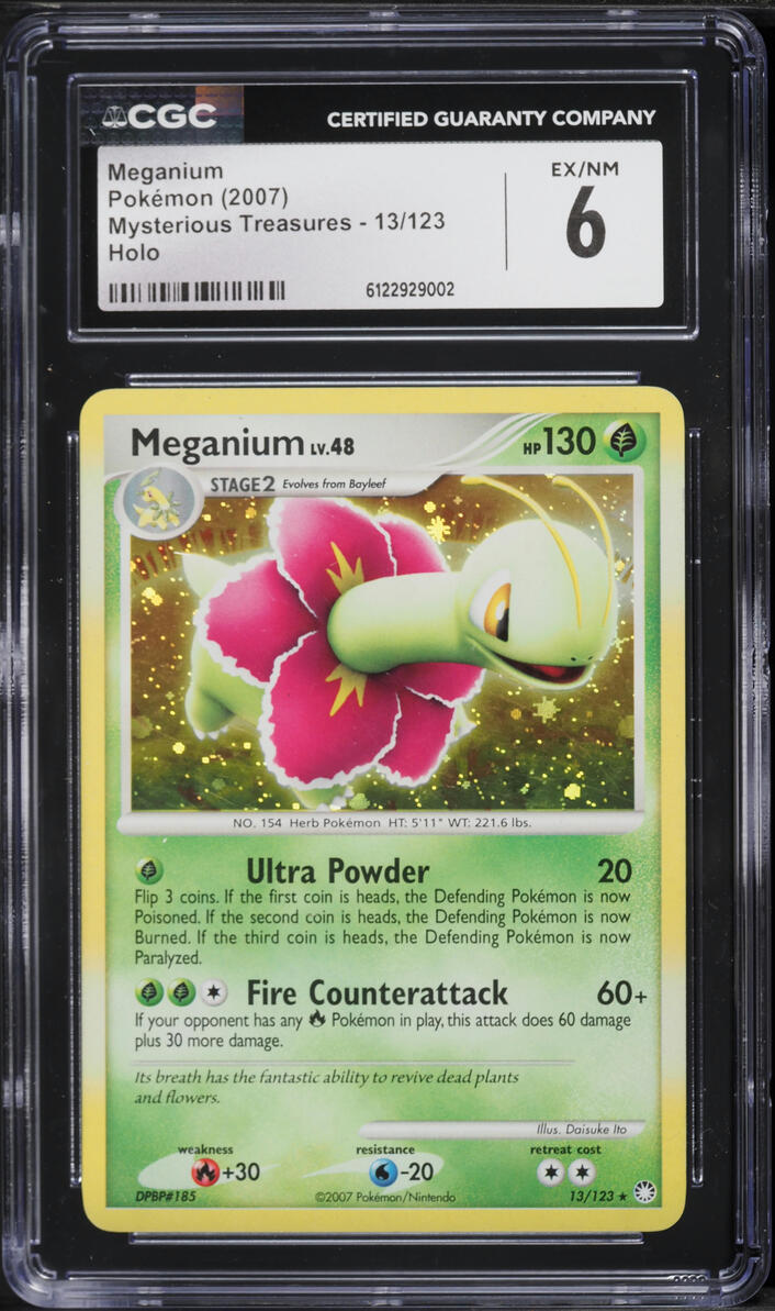 2007 Pokemon Diamond & Pearl Mysterious Treasures Holo Meganium #13 CGC 6 EXMT