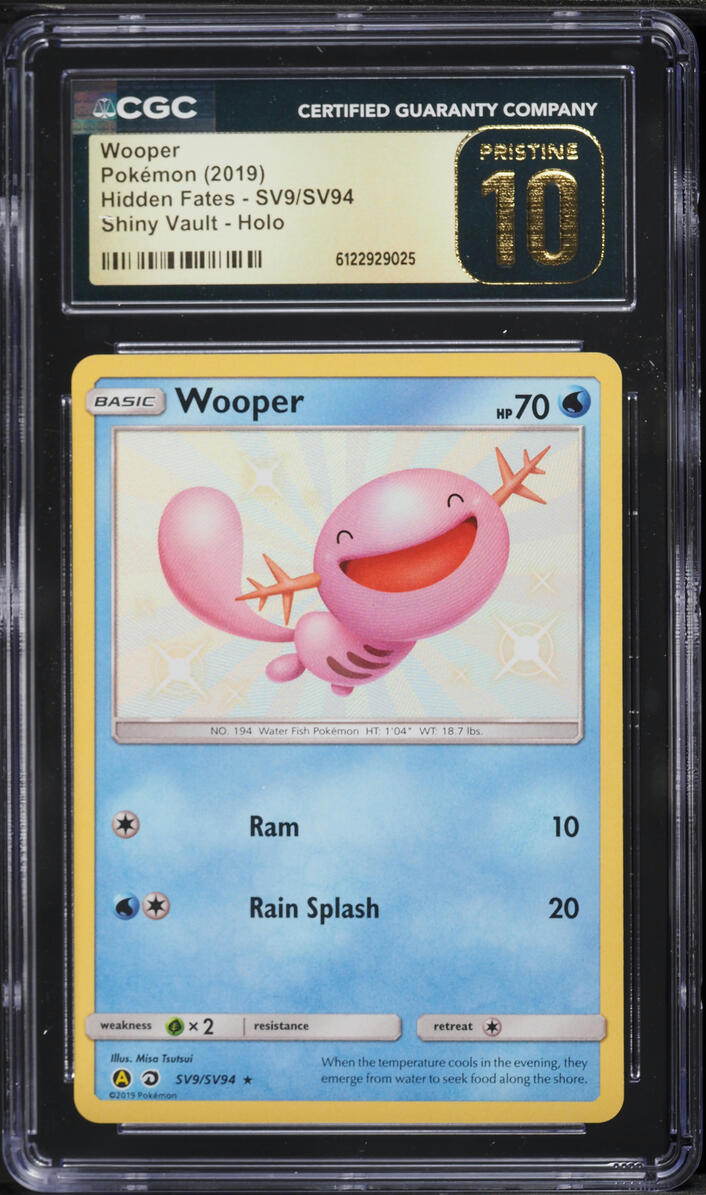 2019 Pokemon Sun & Moon Hidden Fates Shiny Wooper #SV9 CGC 10 PRISTINE