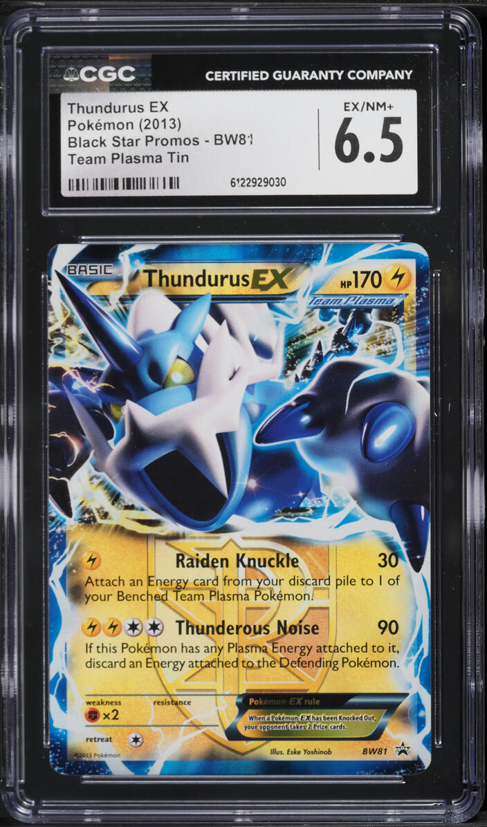 2013 Pokemon Black & White Promo Team Plasma Tin Holo Thundurus EX #BW81 CGC 6.5 EXMT+