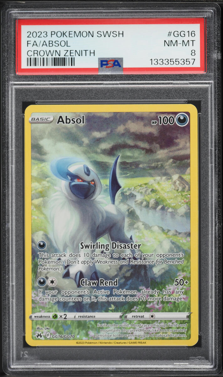 2023 Pokemon Sword & Shield Crown Zenith Alt Art Absol #GG16 PSA 8 NM-MT