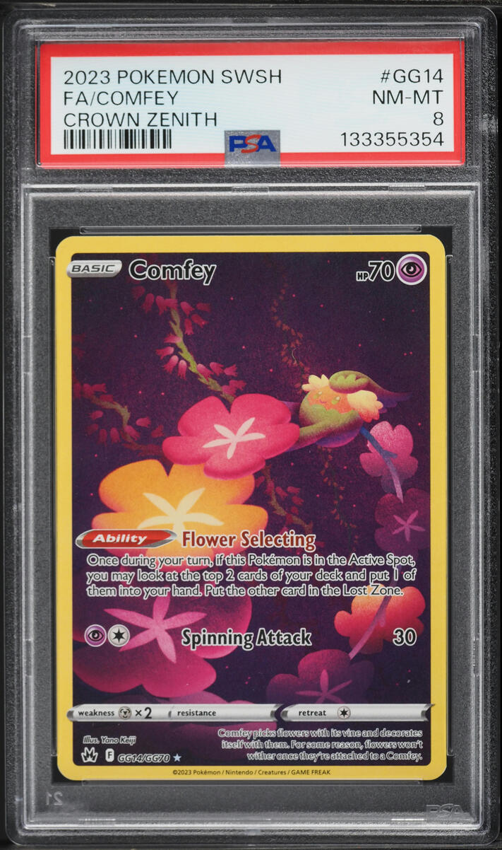 2023 Pokemon Sword & Shield Crown Zenith Full Art Comfey #GG14 PSA 8 NM-MT