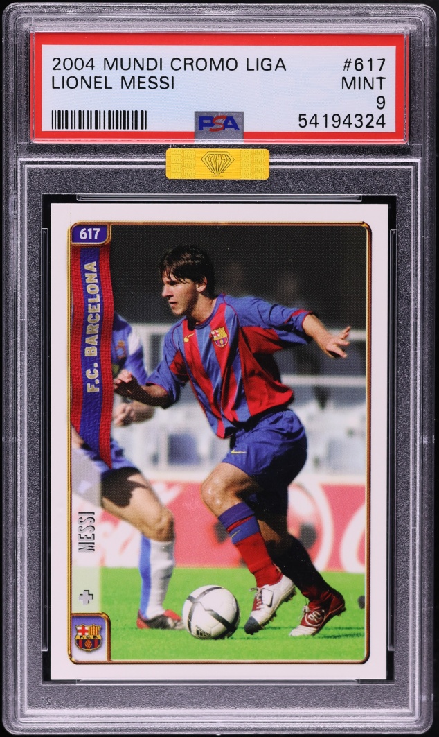 2004 Mundi Cromo Liga Lionel Messi ROOKIE #617 MBA PSA 9 MINT