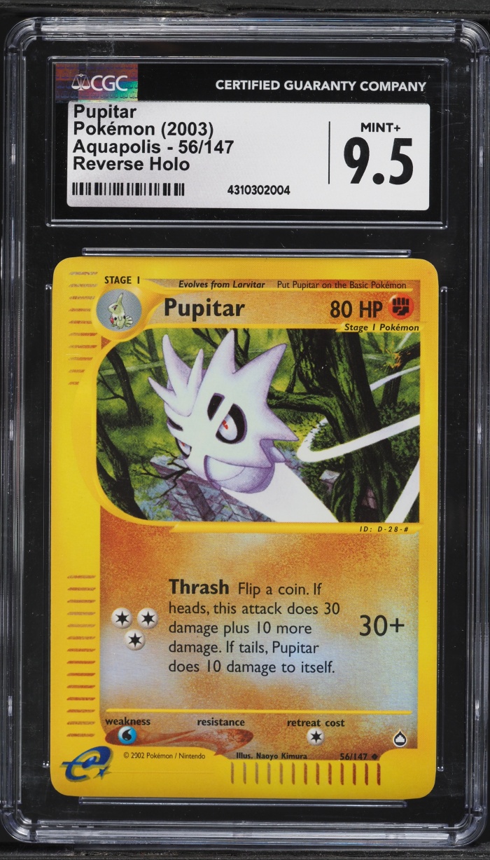 2003 Pokemon Aquapolis Reverse Holo Pupitar #56 CGC 9.5 MINT+