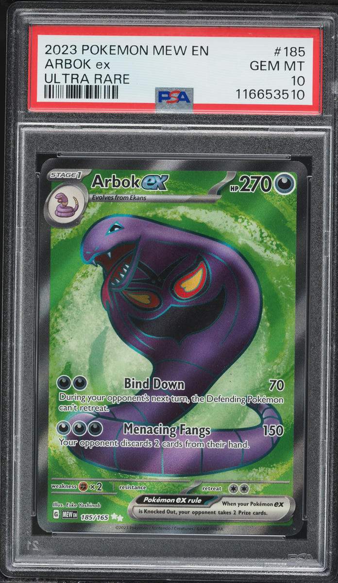 2023 Pokemon Scarlet & Violet 151 Full Art Arbok EX #185 PSA 10 GEM MINT