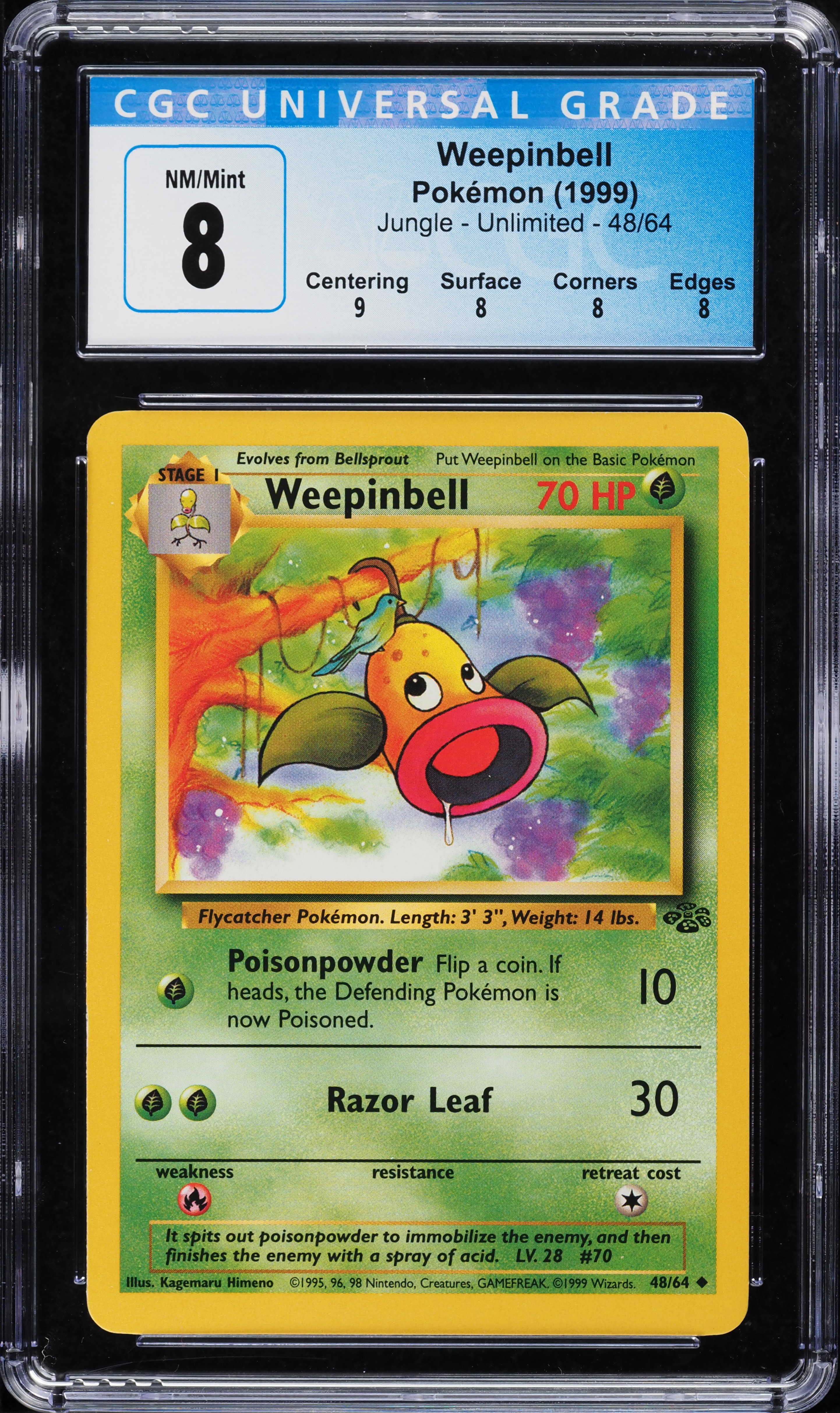 1999 Pokemon Jungle Weepinbell #48 CGC 8 NM-MT