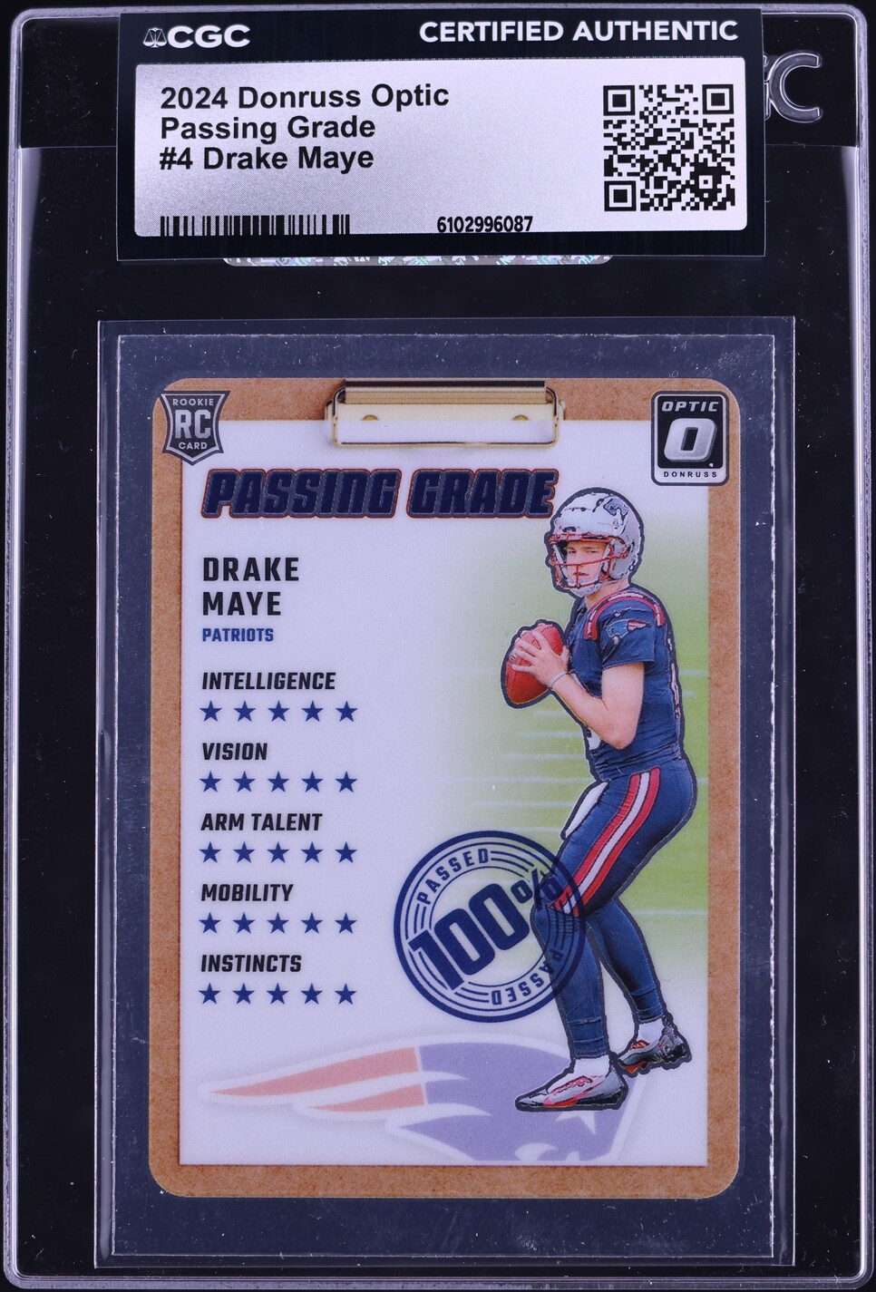 2024 Donruss Optic Passing Grade Drake Maye ROOKIE #4 CGC AUTH