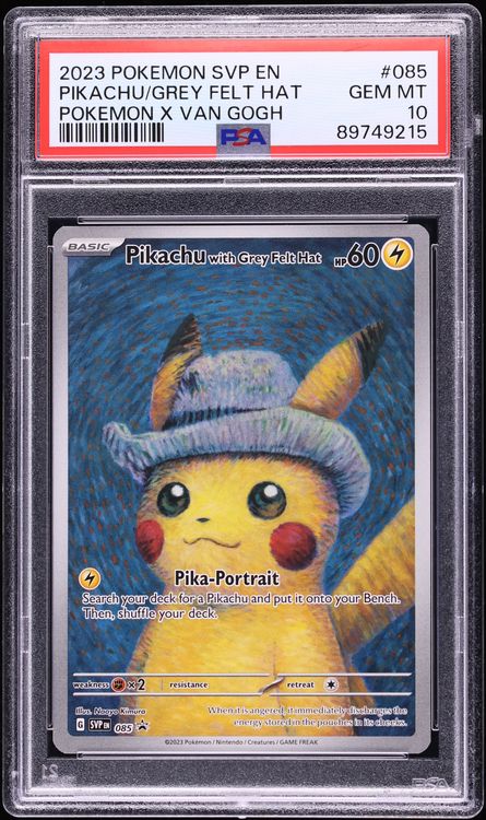 2023 Pokemon Scarlet & Violet Promo Van Gogh Pikachu With Grey Felt Hat #85 PSA 10 GEM MINT