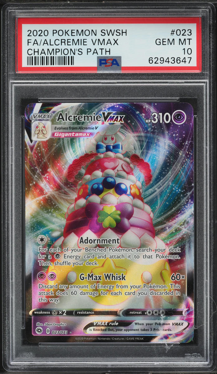 2020 Pokemon Sword & Shield Champion's Path Full Art Alcremie VMAX #23 PSA 10