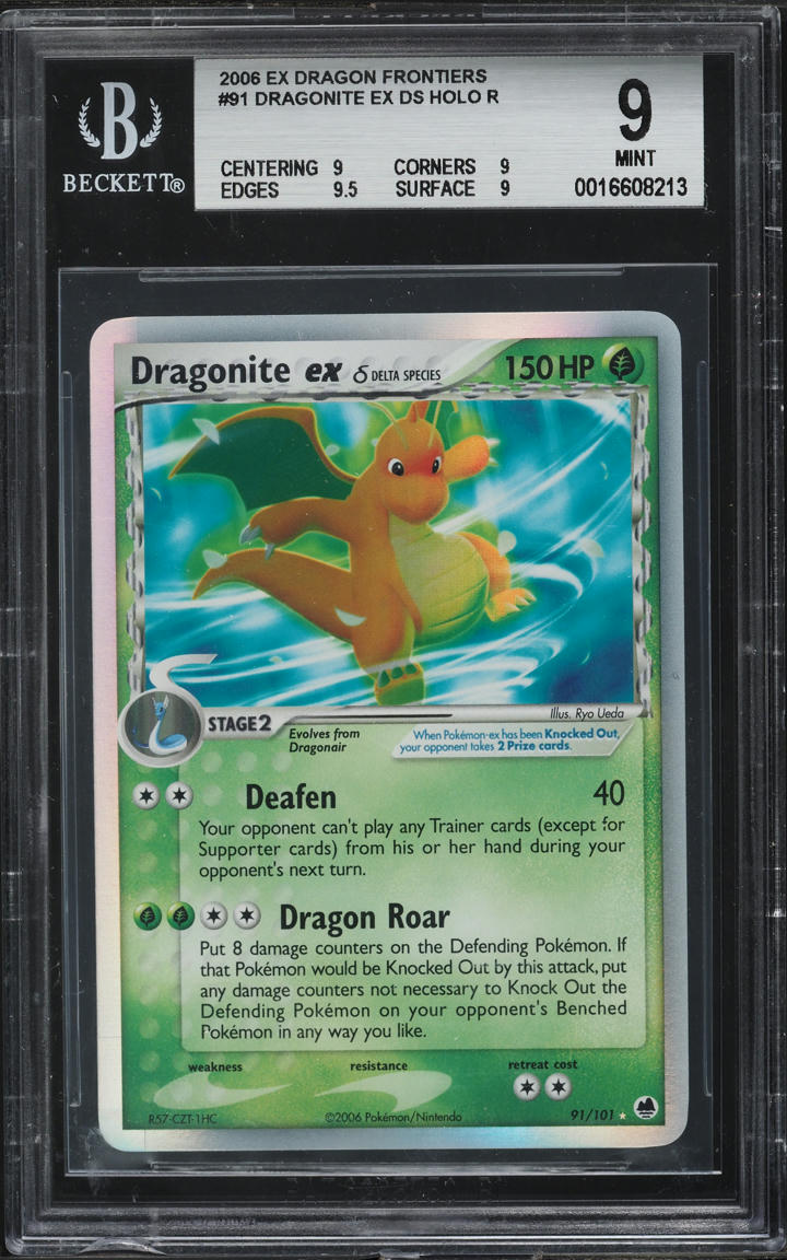2006 Pokemon EX Dragon Frontiers Holo Dragonite ex #91 BGS 9 MINT