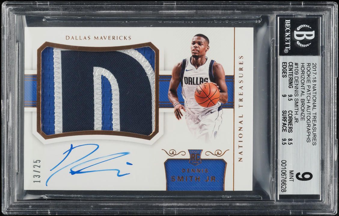 2017 National Treasures Bronze Dennis Smith Jr. ROOKIE PATCH AUTO /25 #109 BGS 9 MINT