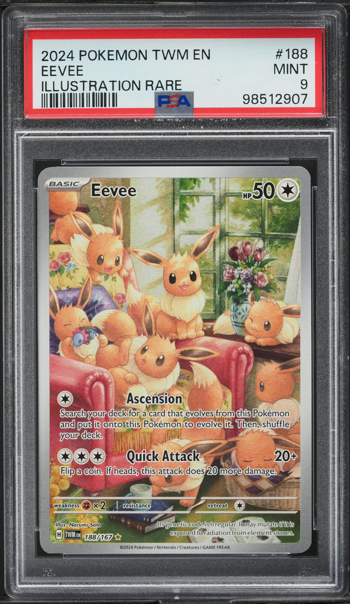 2024 Pokemon SV Twilight Masquerade Illustration Rare Eevee #188 PSA 9 MINT