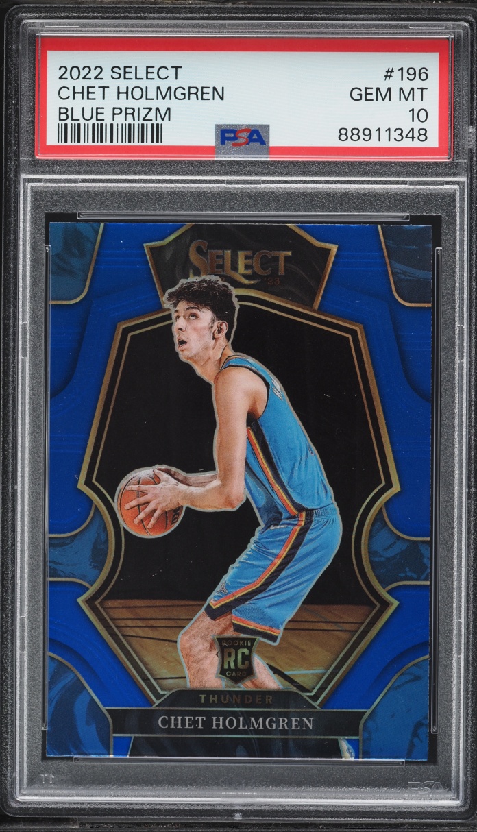2022 Select Premier Level Blue Prizm Chet Holmgren ROOKIE #196 PSA 10 GEM MINT