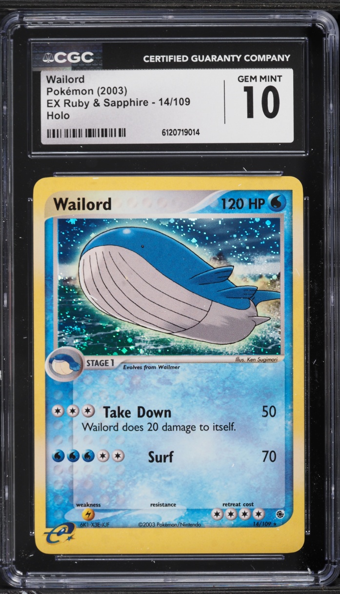 2003 Pokemon EX Ruby & Sapphire Holo Wailord #14 CGC 10 GEM MINT