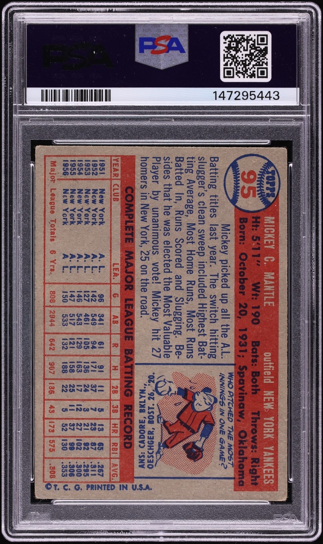 1957 Topps Mickey Mantle #95 PSA 1.5 FR