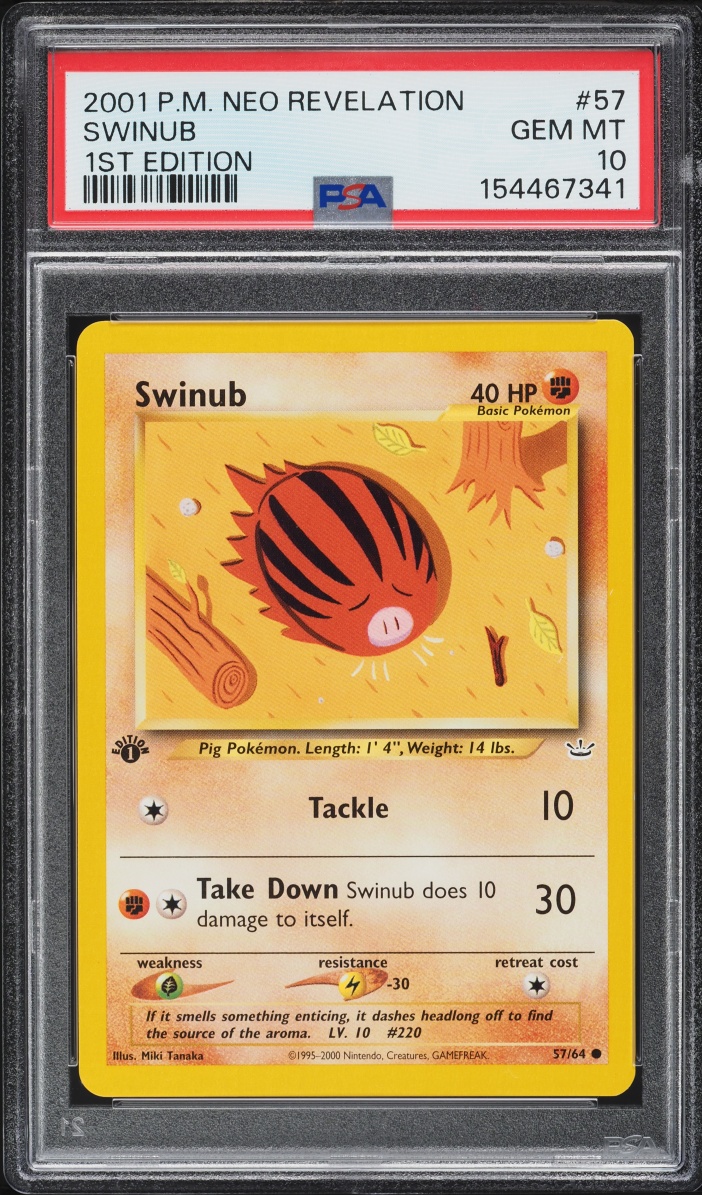 2001 Pokemon Neo Revelation 1st Edition Swinub #57 PSA 10 GEM MINT